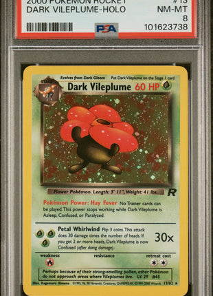 2000 Pokemon Rocket Dark Vileploom Holo Graded PSA 8